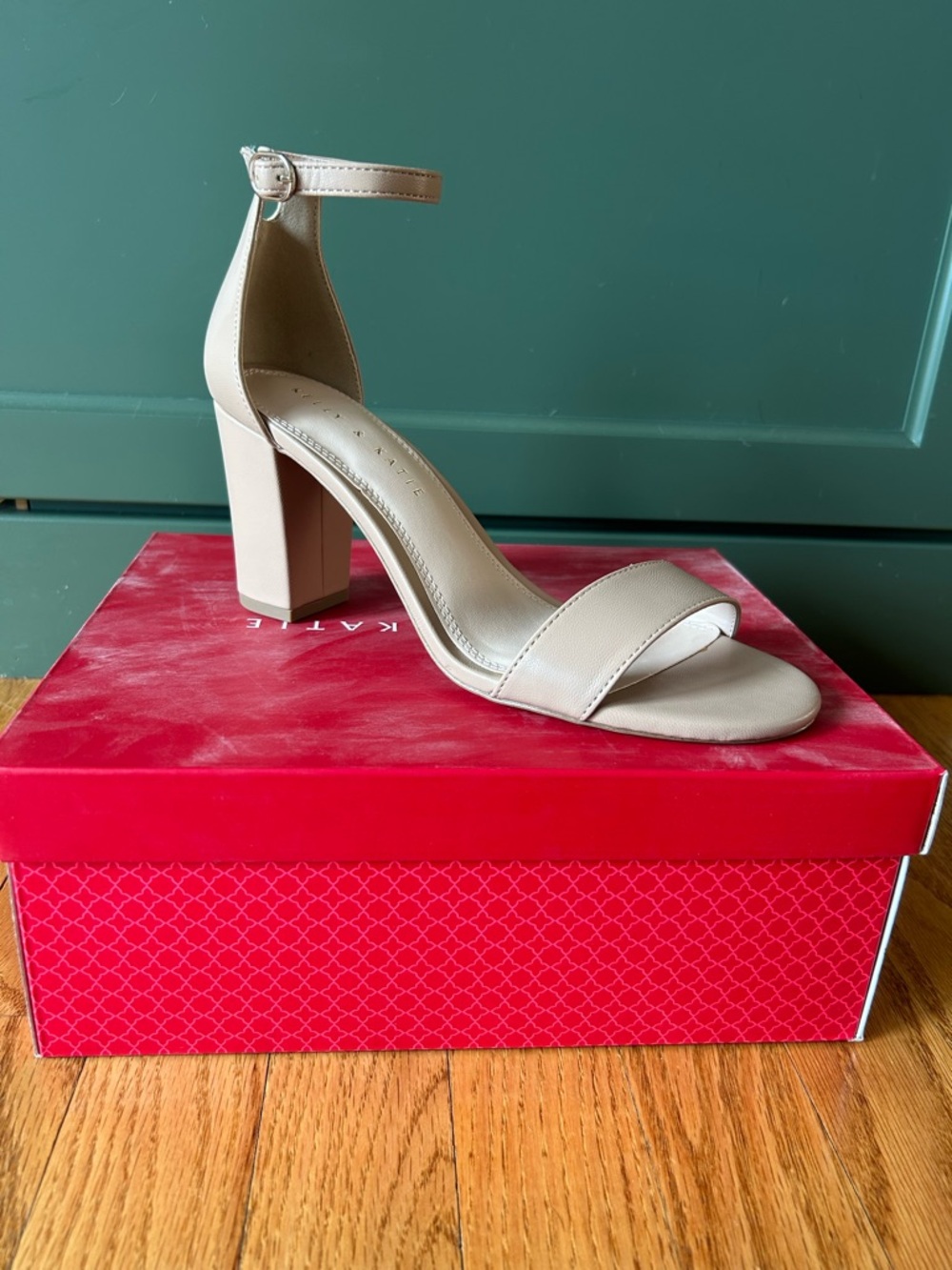 Kelly & Katie Black Suede Block Heel Sandal with Ankle Strap - Picture 2 of 3
